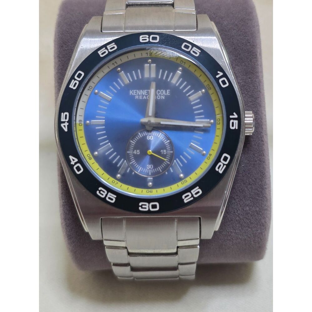 Kenneth Cole Reaction KC3783 Blue Dial Stainless Steel Mens Watch - Ships US